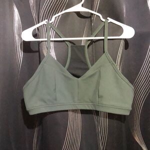 Zella Ribbed Green Razor Back Sports Bra